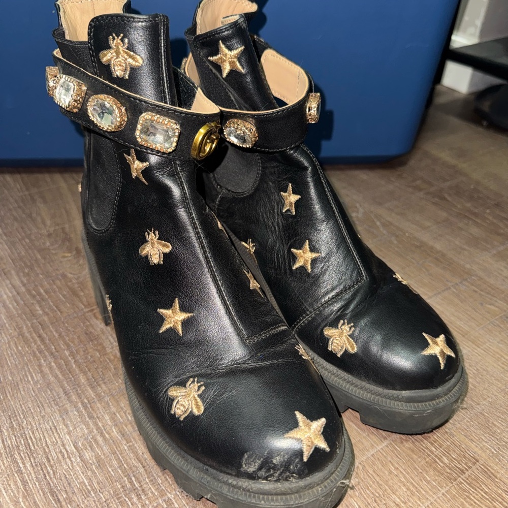 Faux Gucci Black Ankle Boots